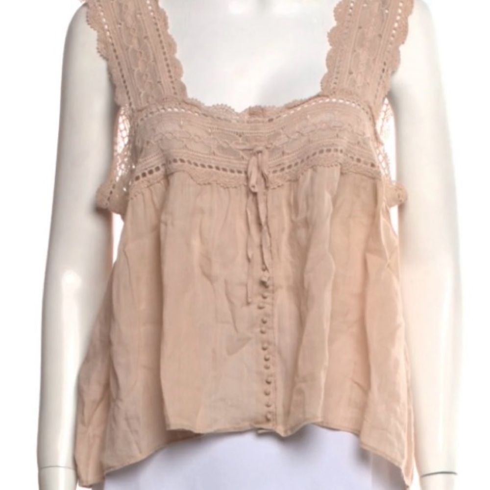 Doen Blush Lace-Accented Blouse